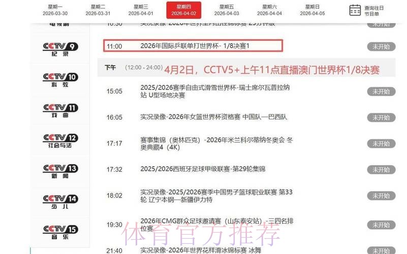 官方发布世界杯直播榜单